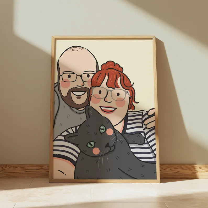 Custom Cartoon Pet Portrait – Fun Doodle Style Illustration (Digital Download)