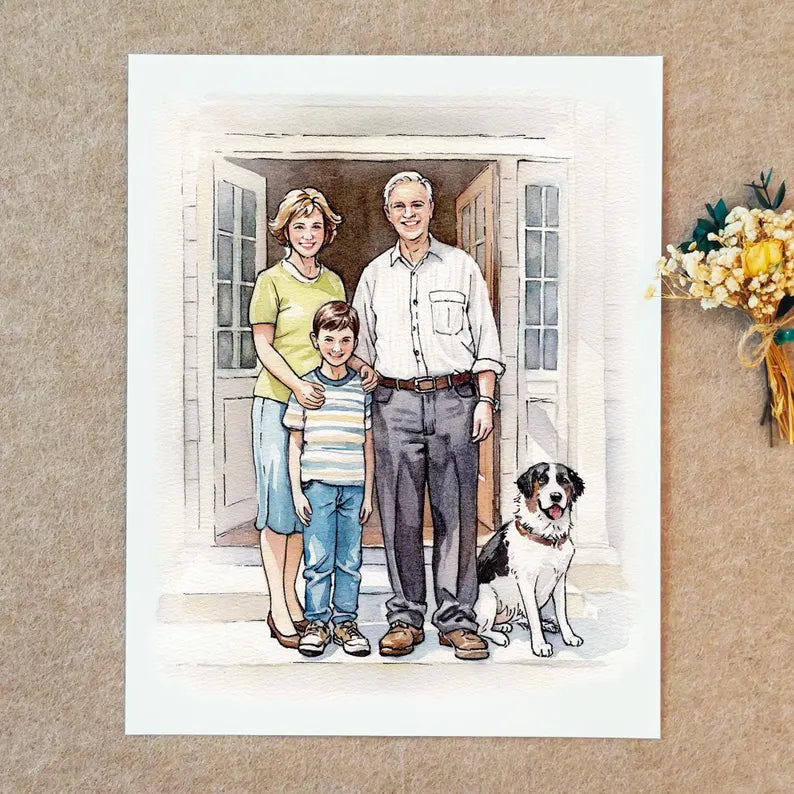 Custom Family Portrait – Watercolor Style from Photo (Digital Download)