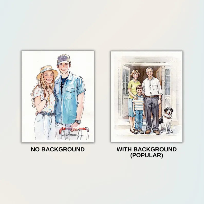 Custom Family Portrait – Watercolor Style from Photo (Digital Download)