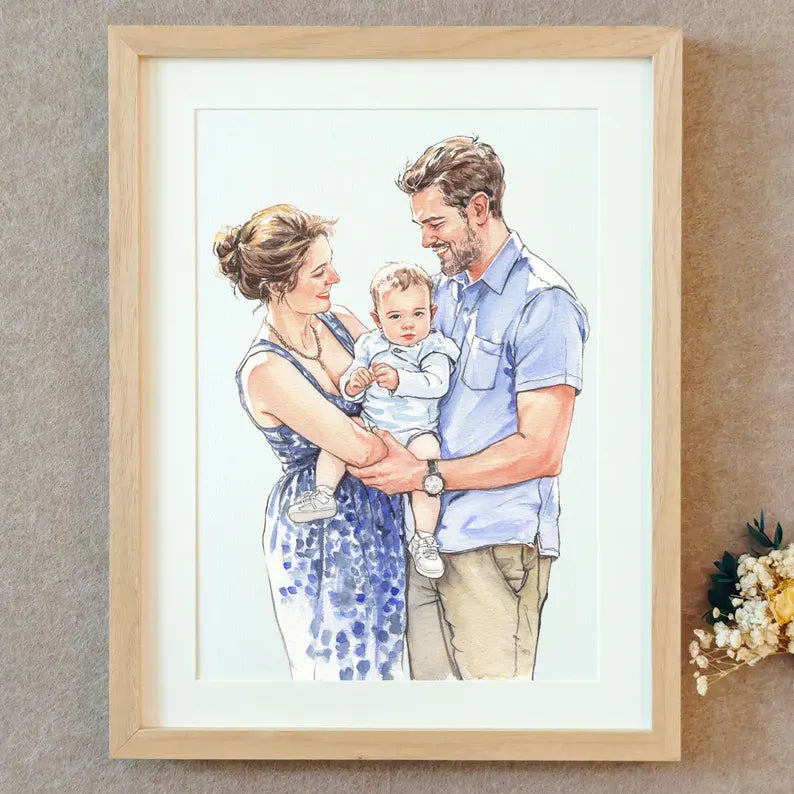 Custom Family Portrait – Watercolor Style from Photo (Digital Download)