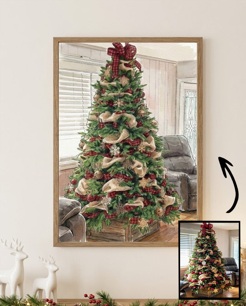 Custom Christmas Tree Portrait – Watercolor Holiday Keepsake (Digital Download)