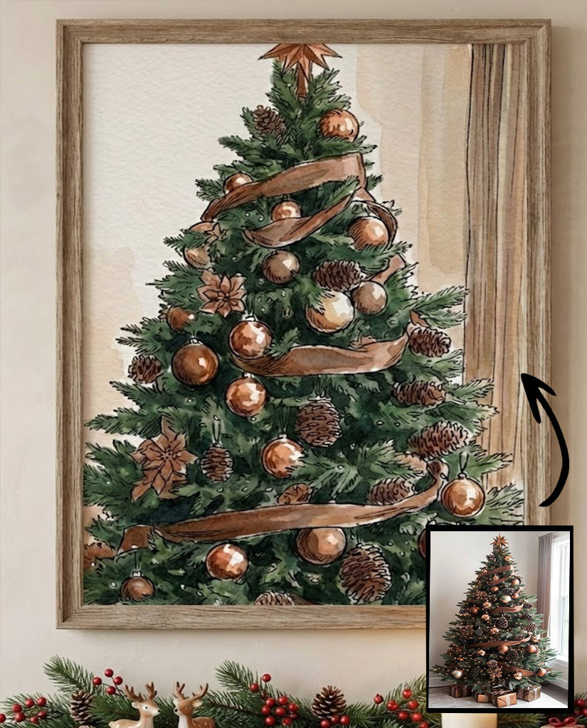 Custom Christmas Tree Portrait – Watercolor Holiday Keepsake (Digital Download)