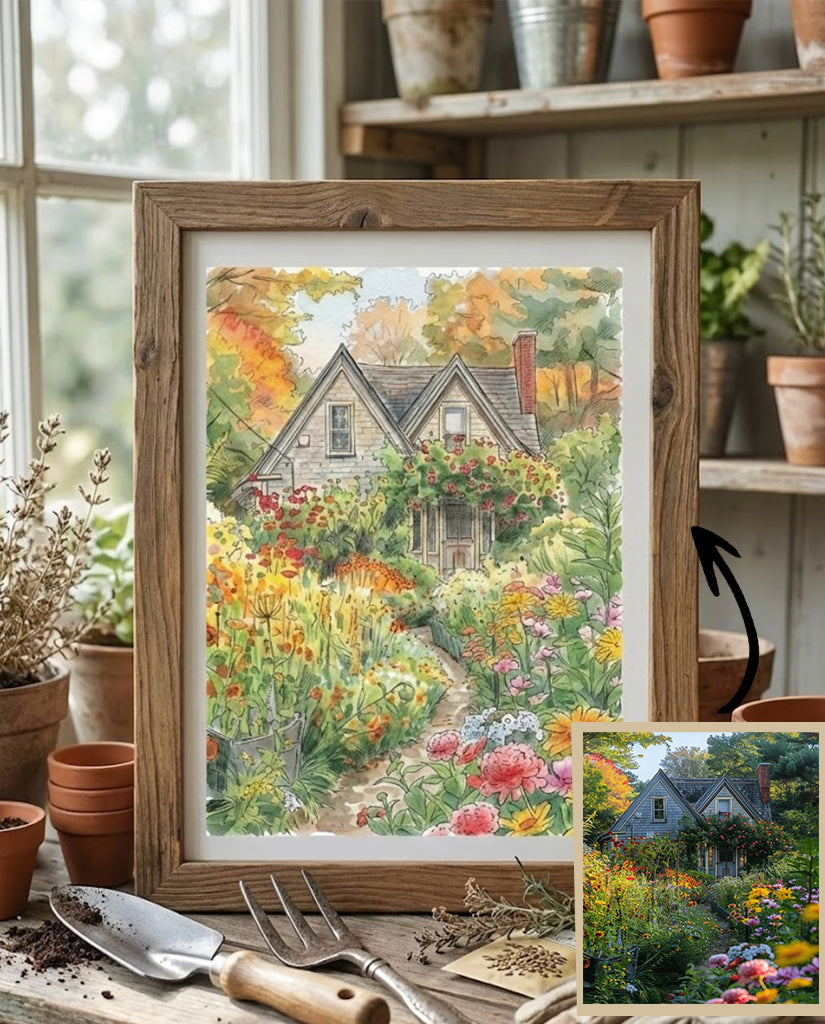 Custom Landscape & Flower Pot Portrait – Watercolor Plant Illustration (Digital Download)