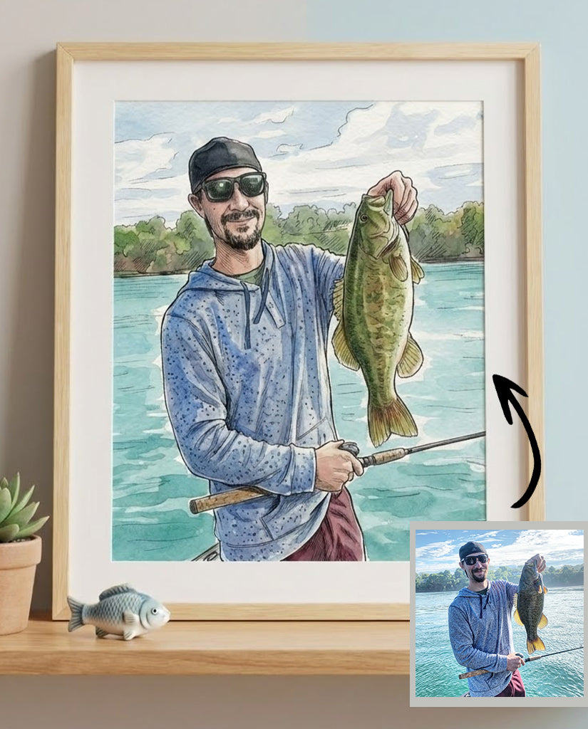 Custom Fishing Portrait – "The Big Catch" Trophy Art (Digital Download)