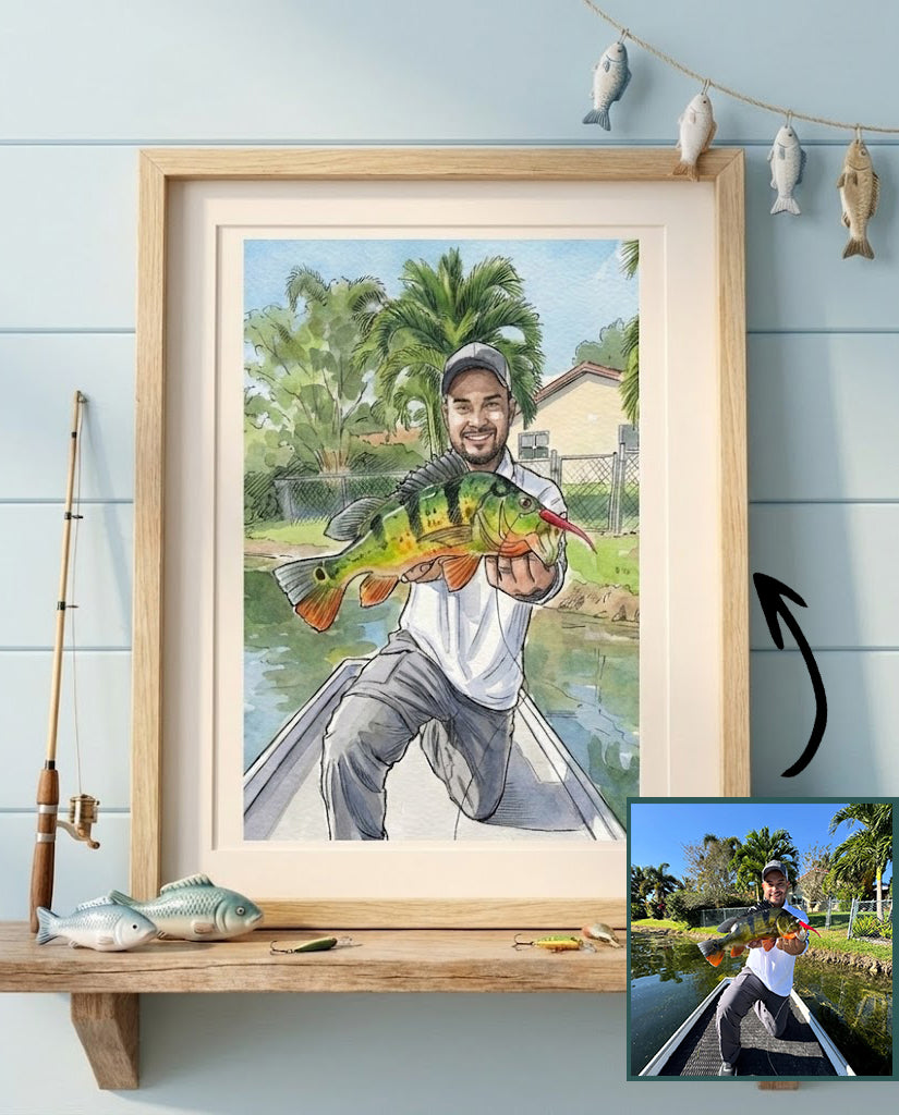 Custom Fishing Portrait – "The Big Catch" Trophy Art (Digital Download)
