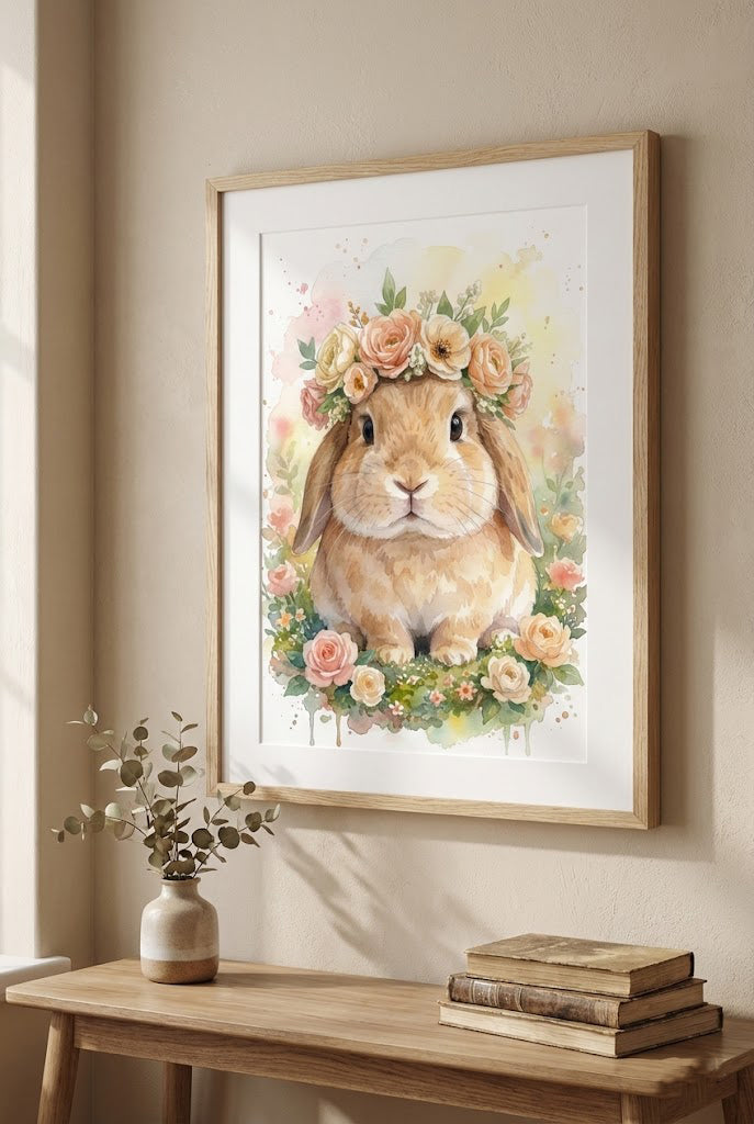 Custom Pet Portrait with Floral Crown - Watercolor Style (Digital Download)