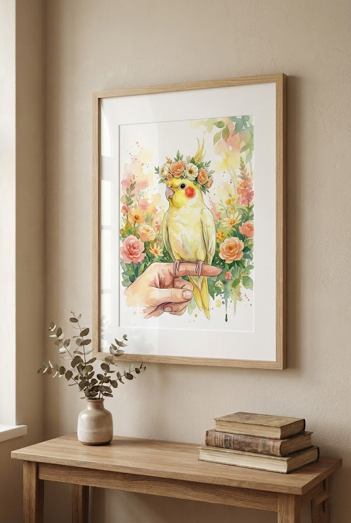 Custom Pet Portrait with Floral Crown - Watercolor Style (Digital Download)